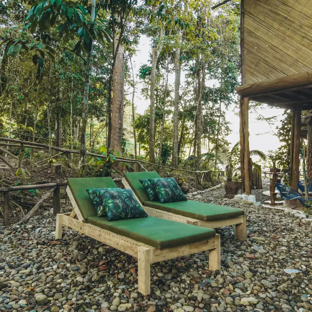 Loungers in the forest, by the river